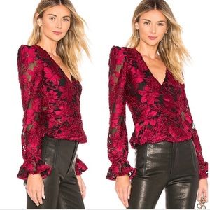House of Harlow x Revolve 1960 Solana Wrap Velvet Blouse